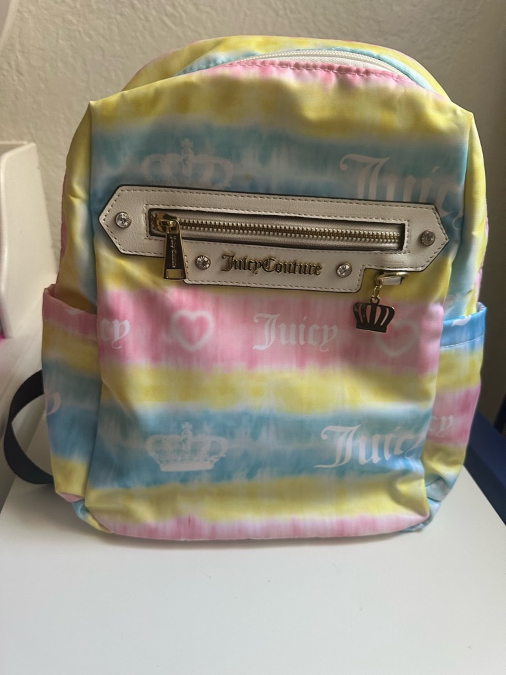 Juicy Couture Pastel Stripe Mini Backpack - Pink, Yellow, Blue bag for girls